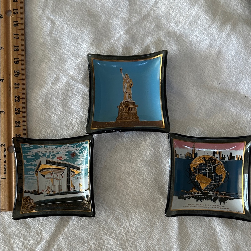 Set of Three Decorative Glass Trays